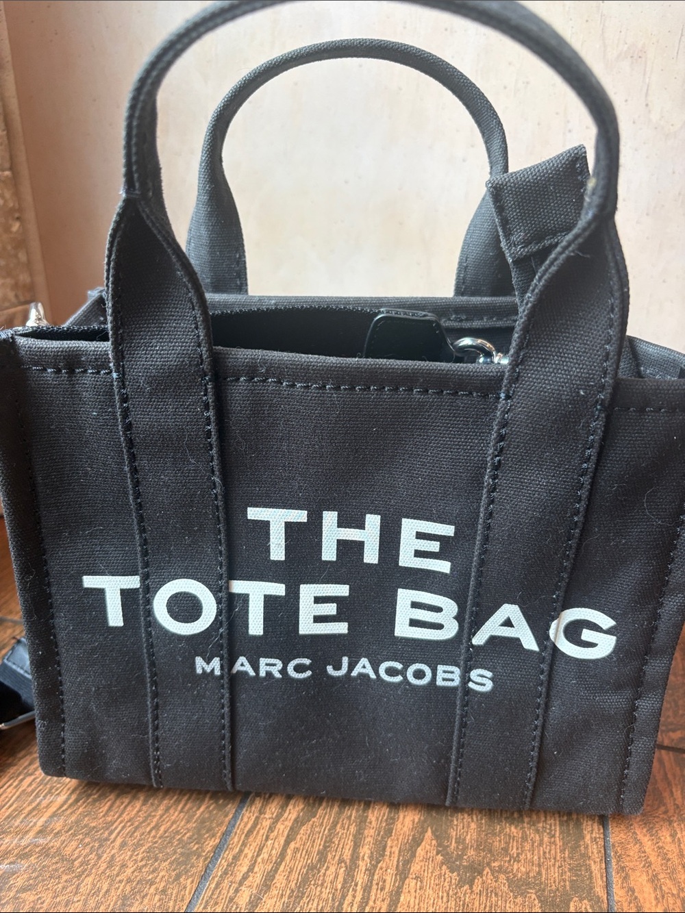 Marc Jacobs Black Canvas Mini Tote with White Logo